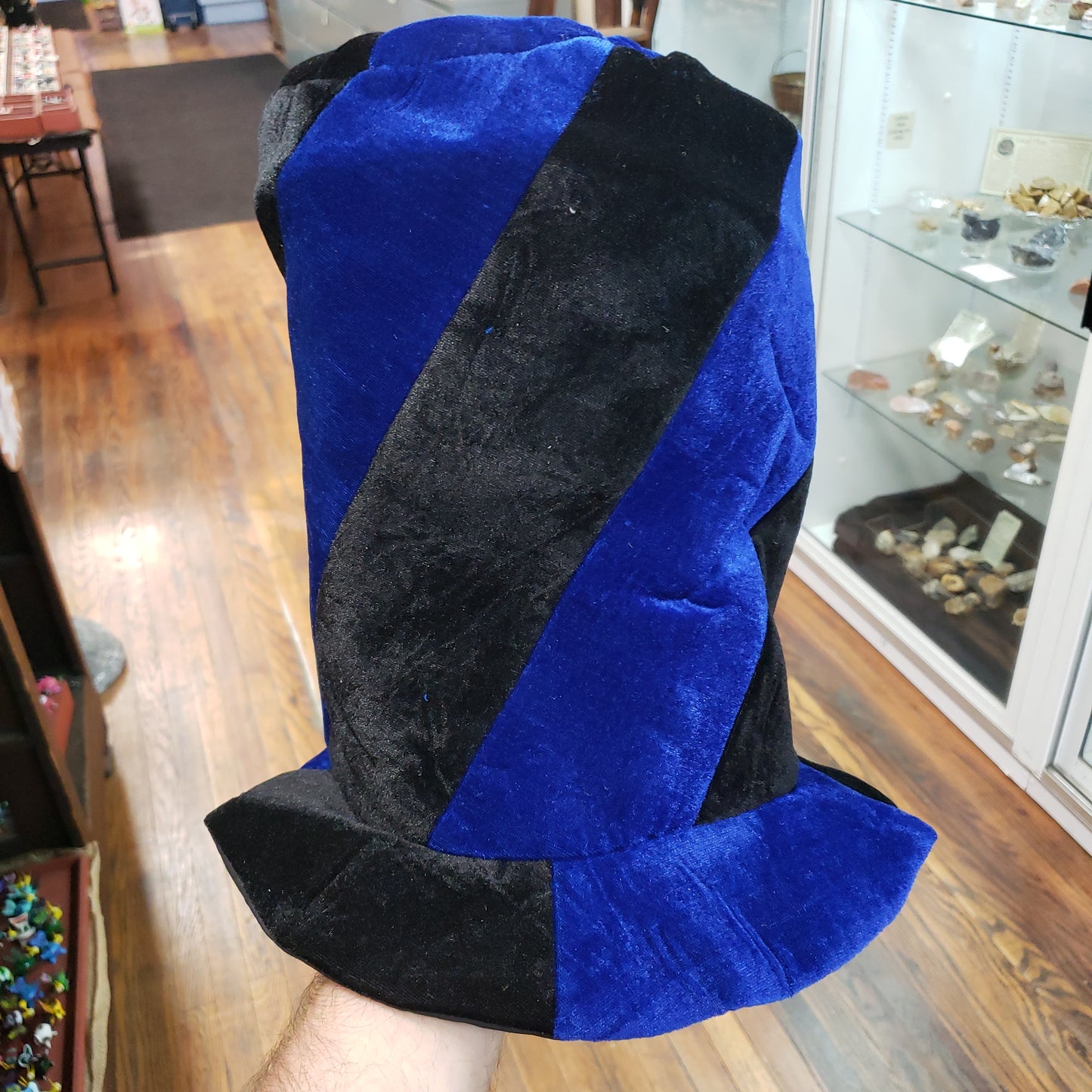 Plush Carnival Top Hat Black and Blue