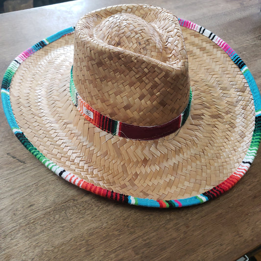 Sarape Trim Cowboy Hat Straw