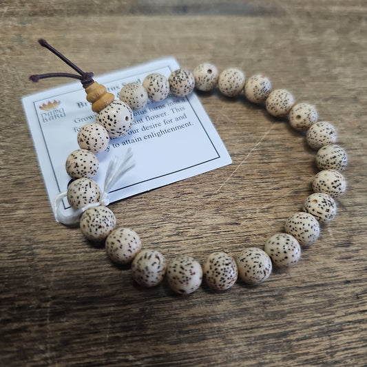 White Lotus Seed Prayer Beads Wrist Mala