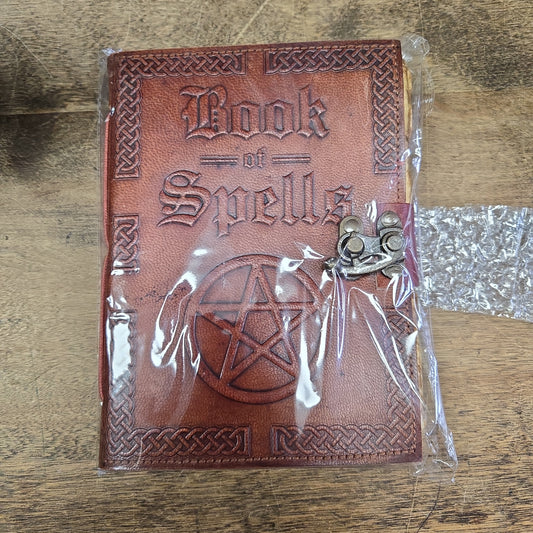 5×7 Embossed Book of Spells Leather Journal w/ clasp