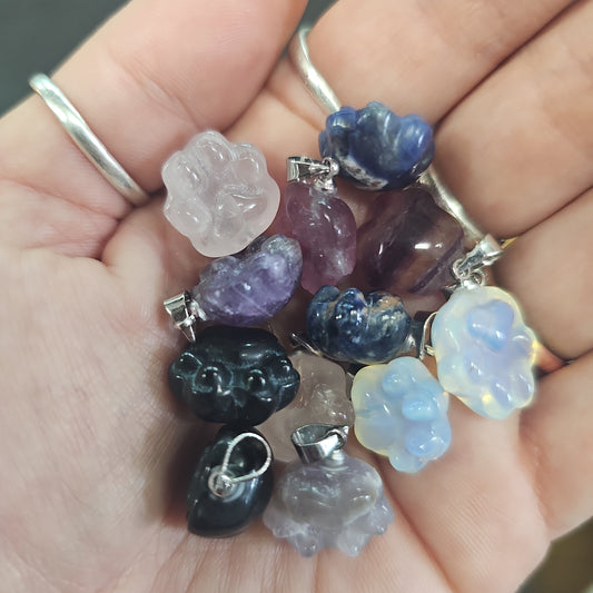 Gemstone Pet Paw Print Pendants