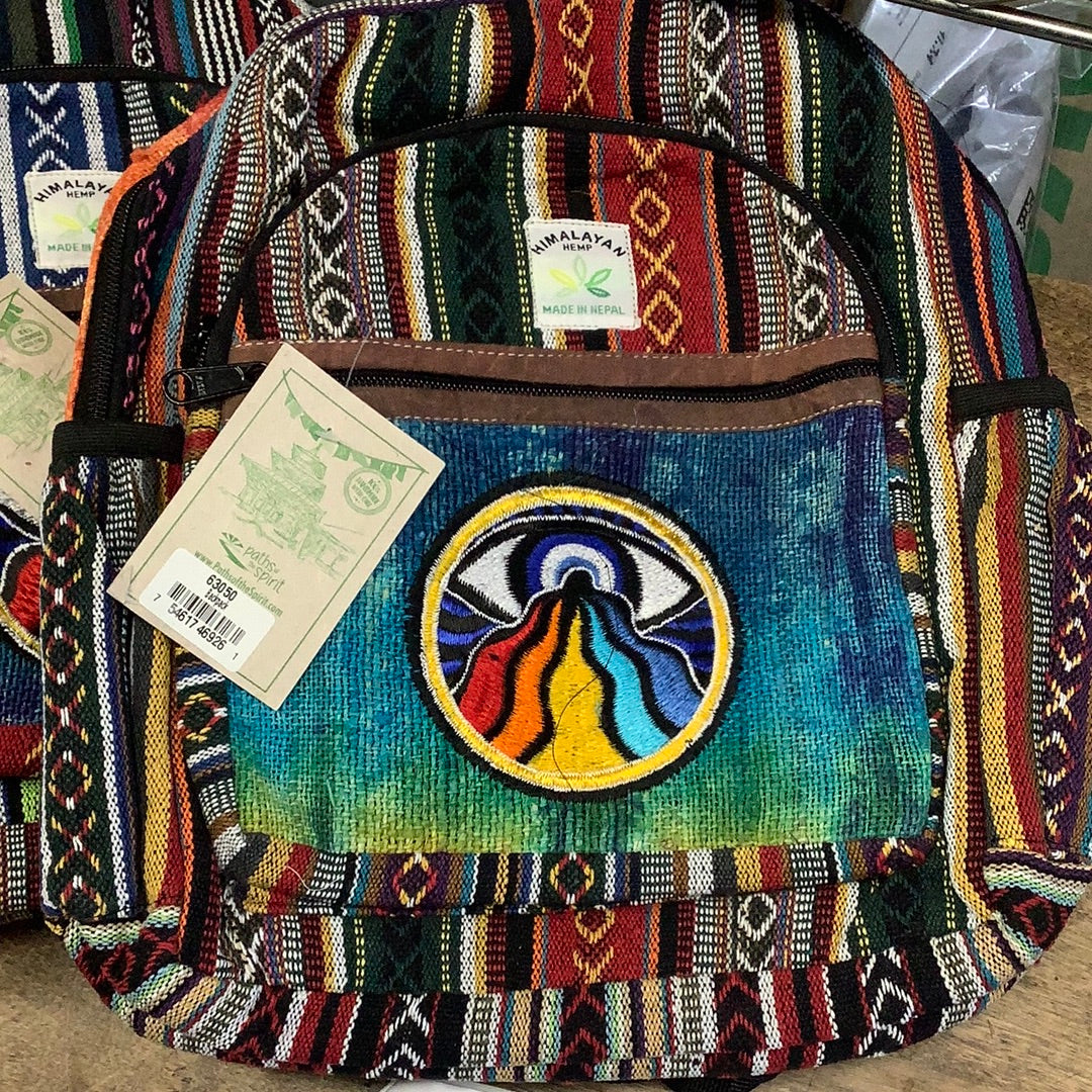 Hemp backpack w/evil eye