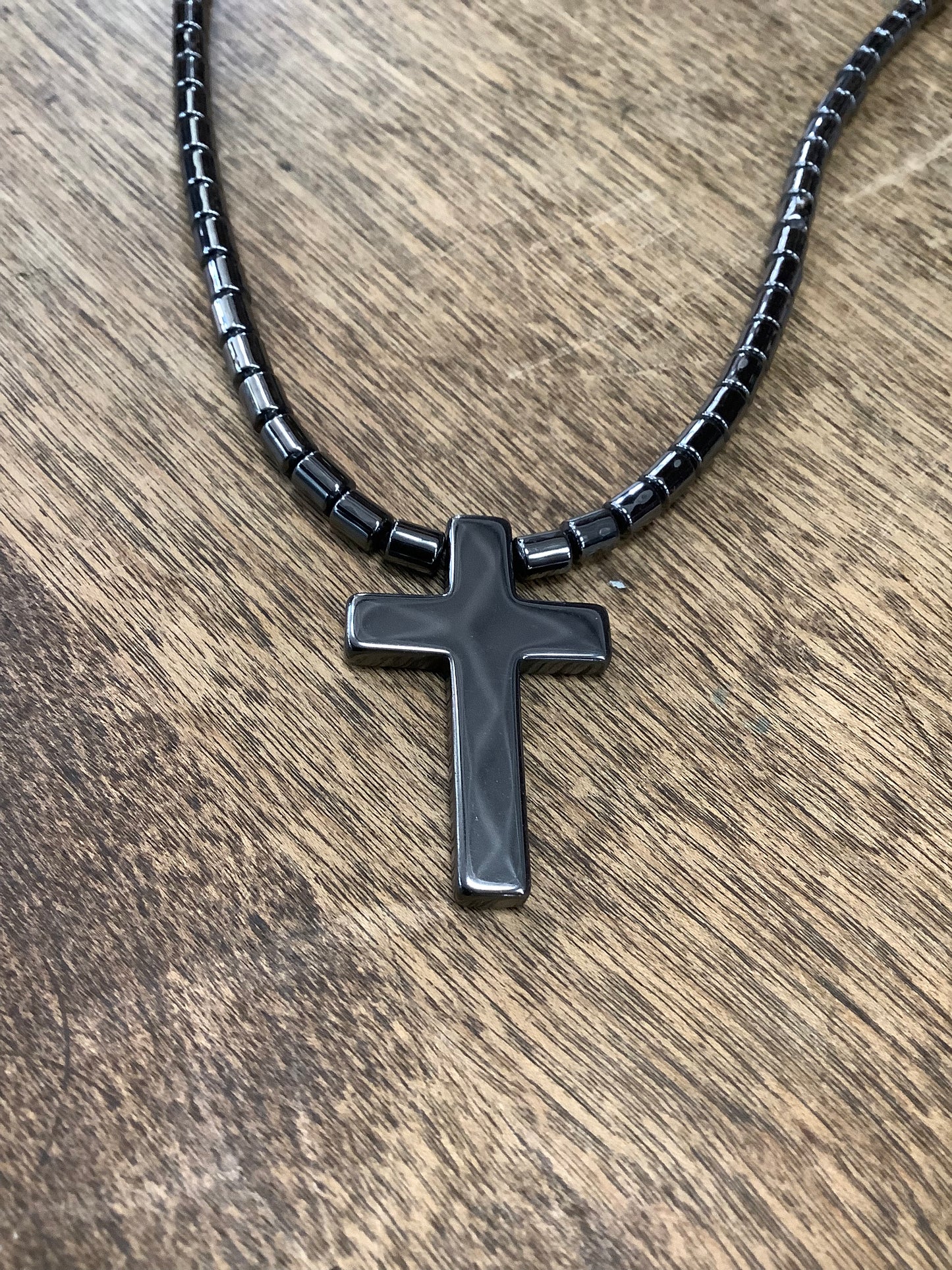 Hematite Necklace with Carved pendant