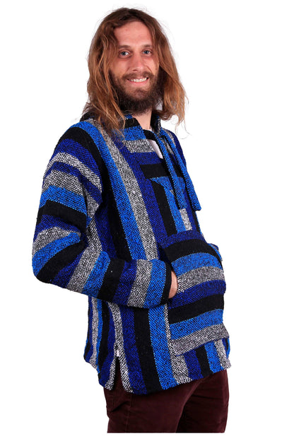 Baja Joy Pull Over Hoodie Blue Stripe