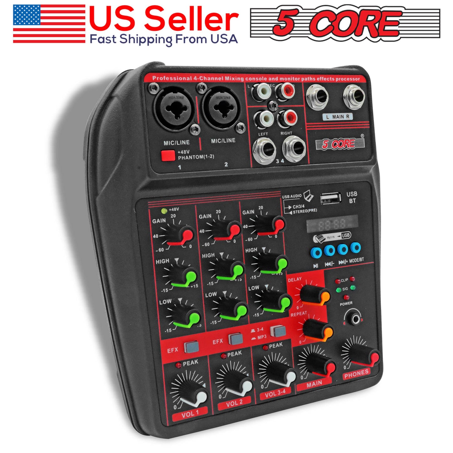 5 Core 4 Channel Professional Bluetooth Studio Mixer