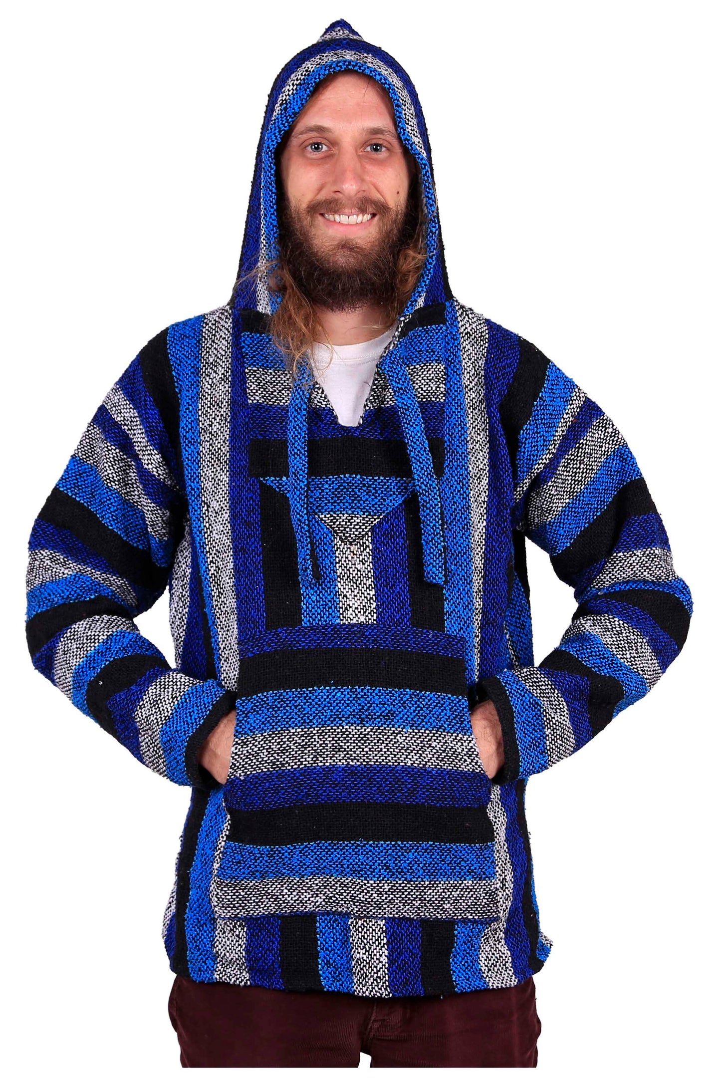 Baja Joy Pull Over Hoodie Blue Stripe