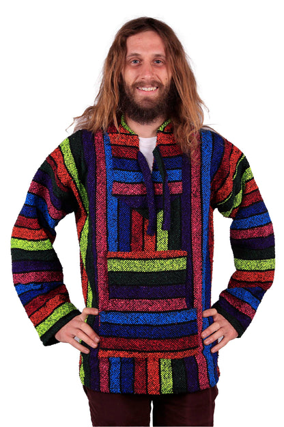 Baja Joy Pull Over Hoodie Neon Rainbow