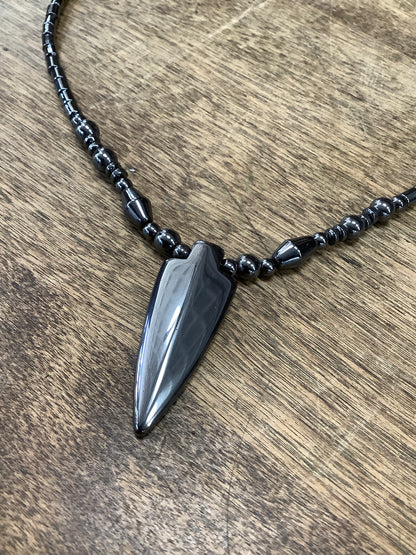 Hematite Necklace with Carved pendant