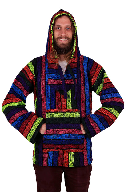 Baja Joy Pull Over Hoodie Neon Rainbow