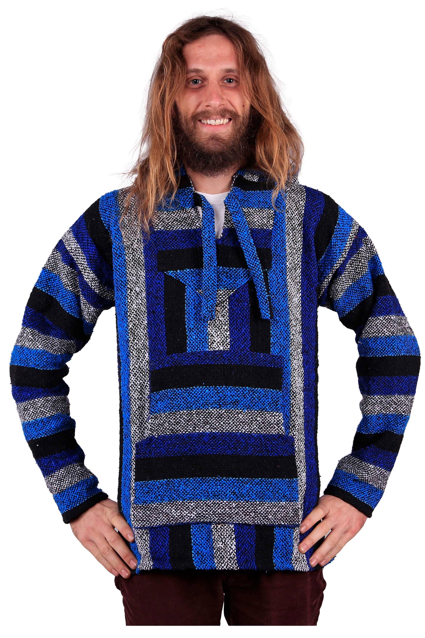 Baja Joy Pull Over Hoodie Blue Stripe