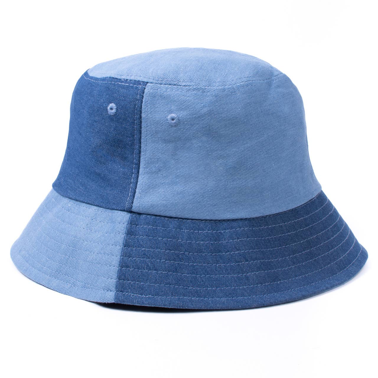 Unisex Two Tone Denim Bucket Hats -BHT1004: S/M / BLACK