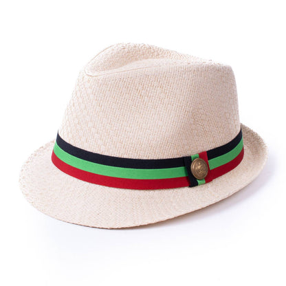 S/S Pan African Flag Banded Fashion Fedora Hat - FSS17130: L/XL / BLACK