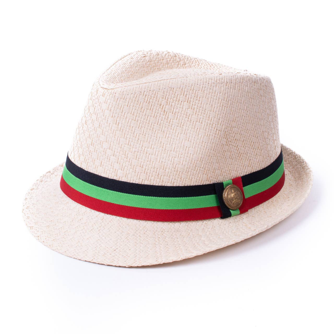 S/S Pan African Flag Banded Fashion Fedora Hat - FSS17130: S/M / BLACK