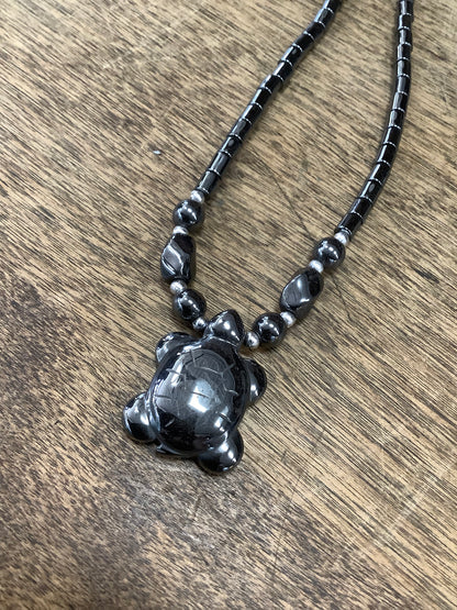 Hematite Necklace with Carved pendant