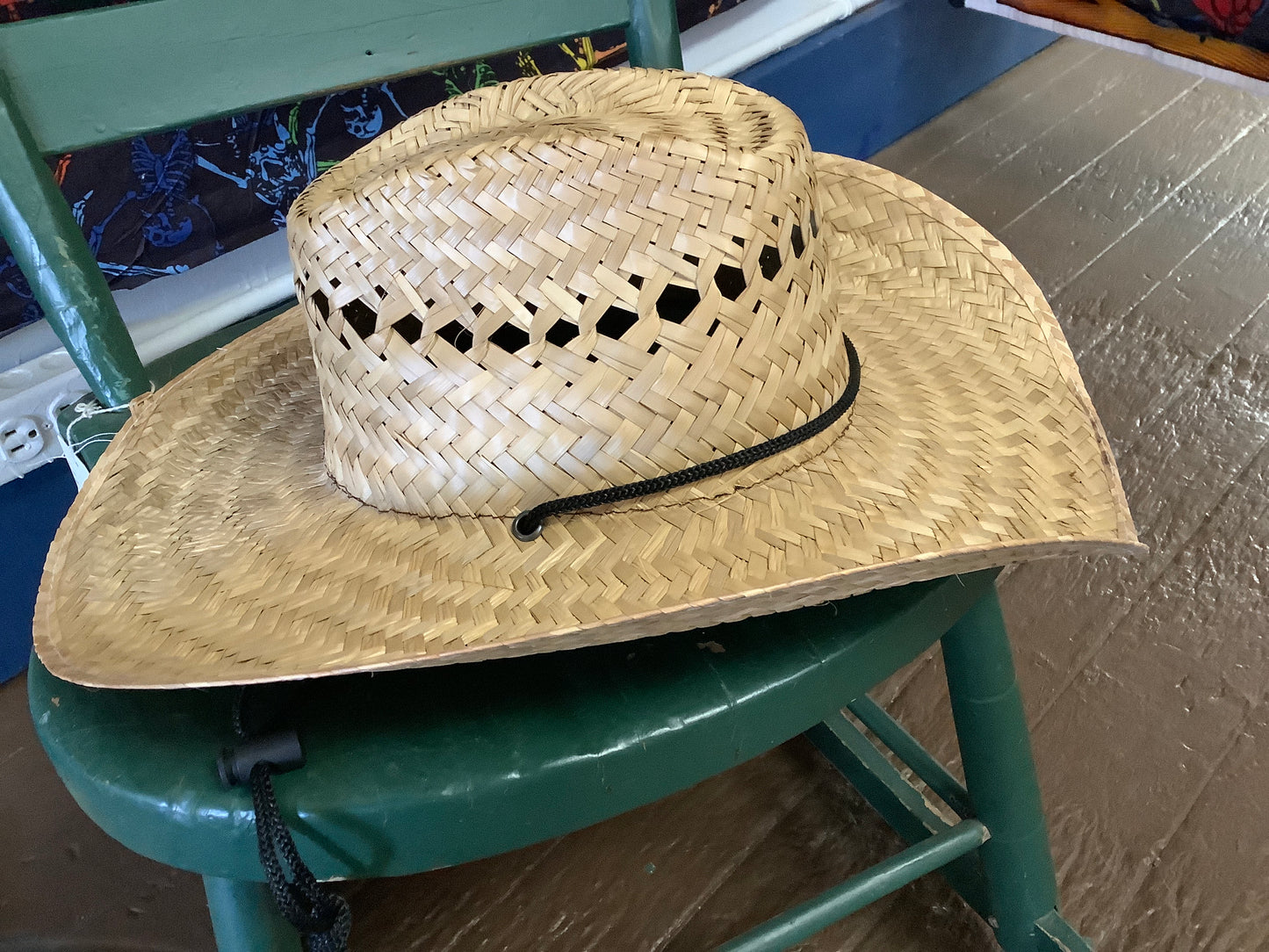 Straw hat with vent holes