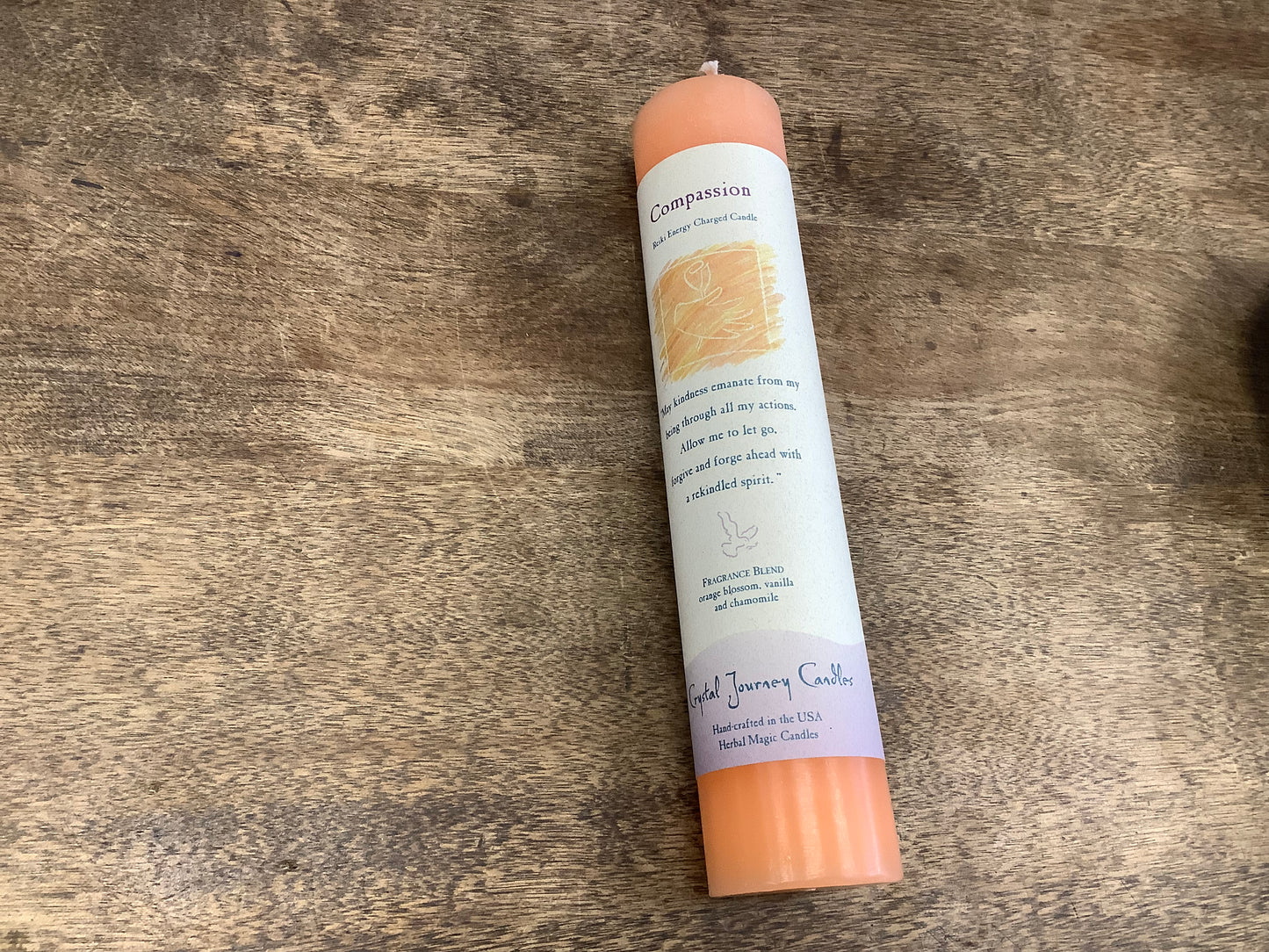 1.5" x 7" Pillar Reiki Herbal candle by Crystal Journeys