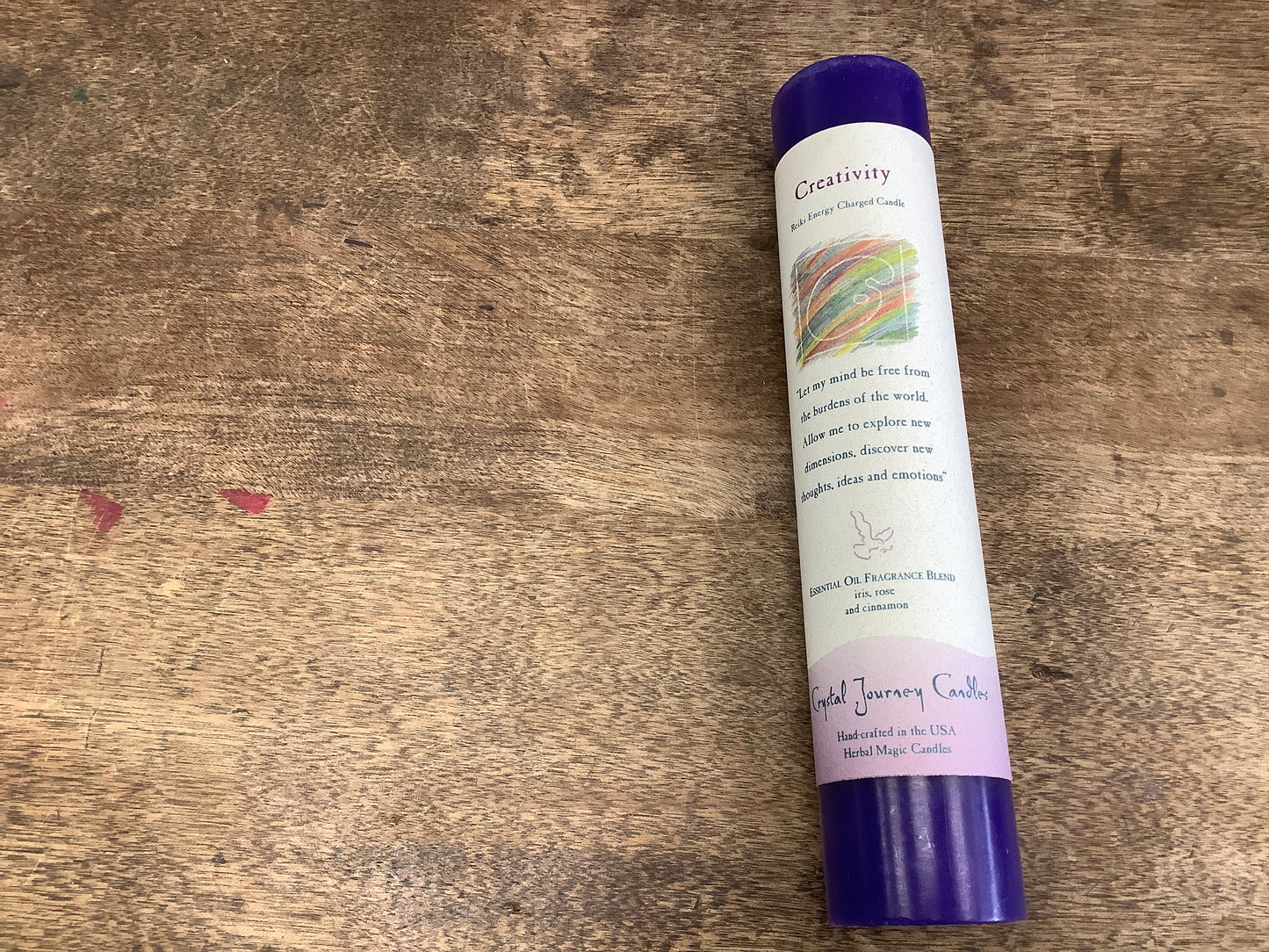 1.5" x 7" Pillar Reiki Herbal candle by Crystal Journeys