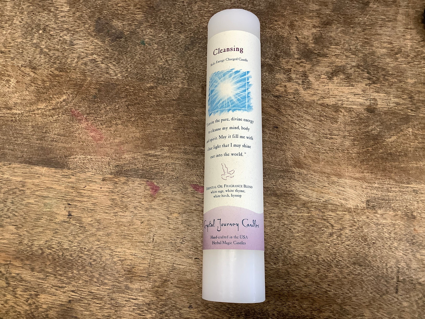 1.5" x 7" Pillar Reiki Herbal candle by Crystal Journeys