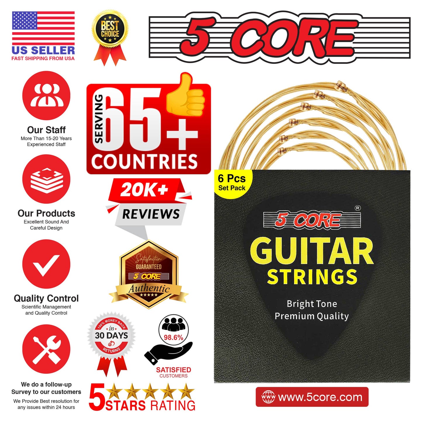 Acoustic Guitar Strings with Heavy Duty Gauge .010-.047