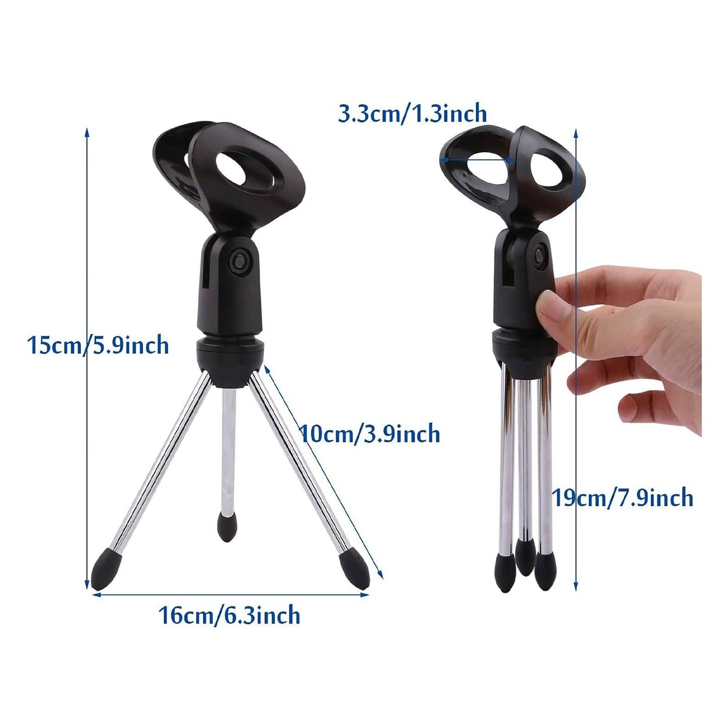 5 Core Mini Tripod Desktop Mic Stand w Adjustable Clip