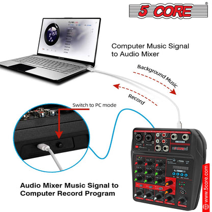 5 Core 4 Channel Professional Bluetooth Studio Mixer