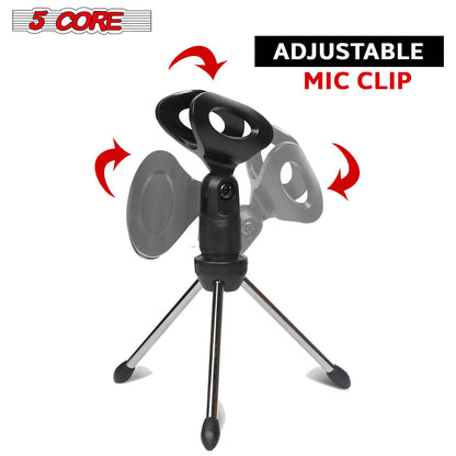 5 Core Mini Tripod Desktop Mic Stand w Adjustable Clip