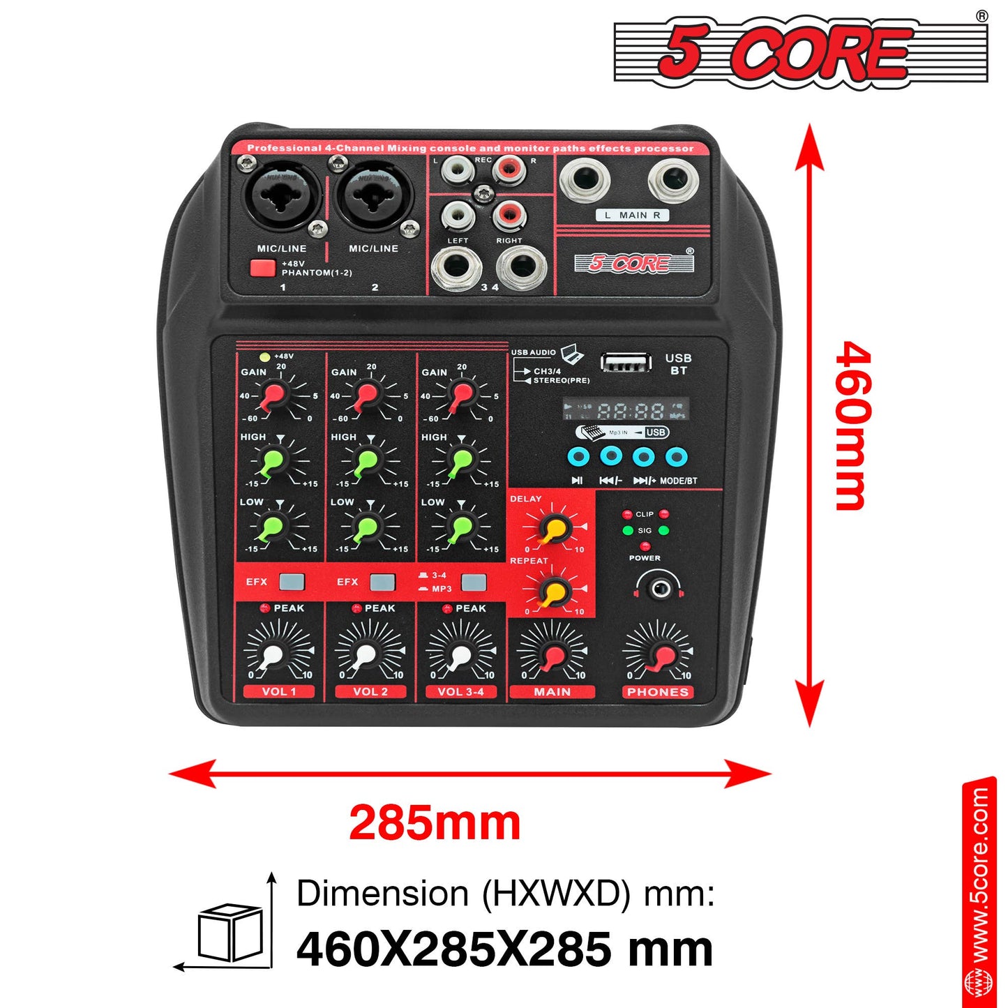 5 Core 4 Channel Professional Bluetooth Studio Mixer