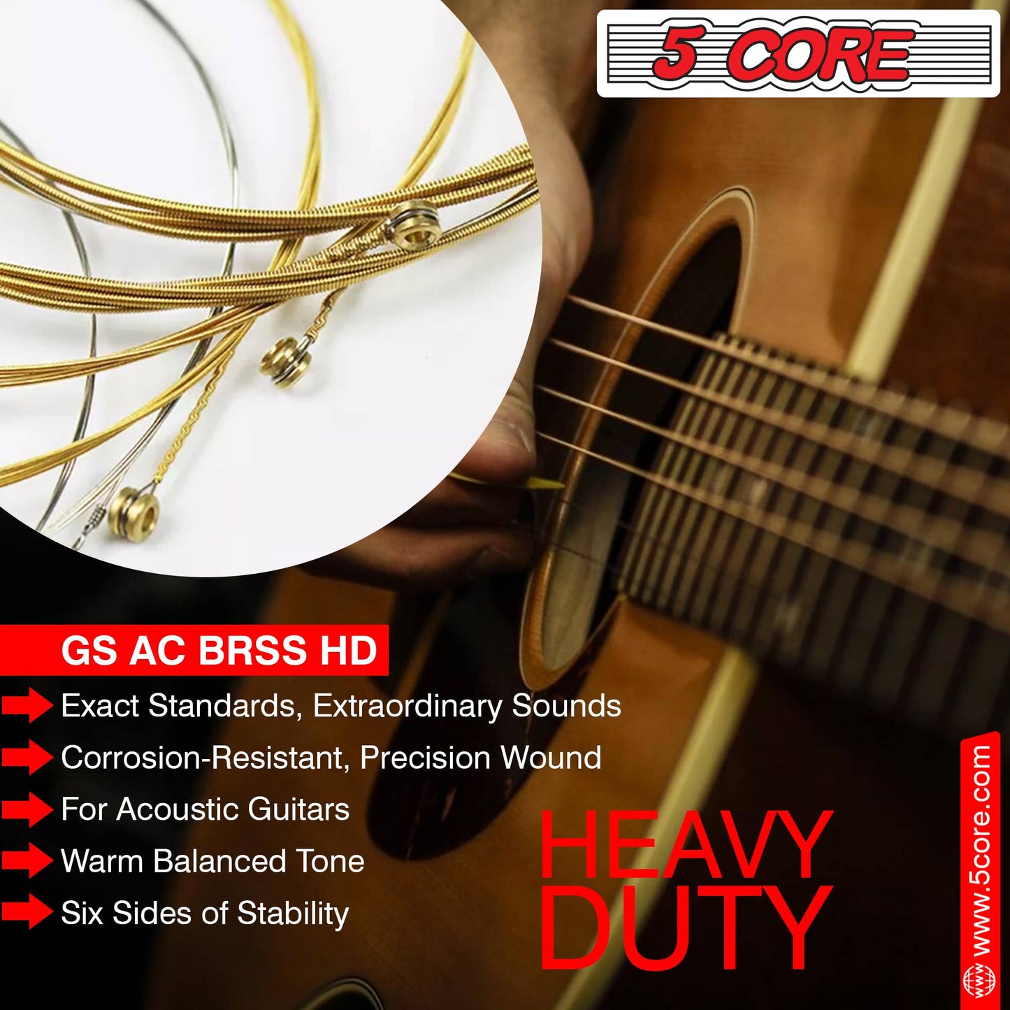 Acoustic Guitar Strings with Heavy Duty Gauge .010-.047