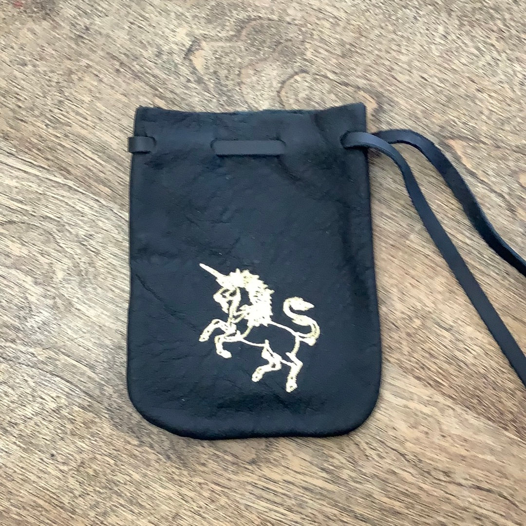 Leather Medicine Pouch Drawstring