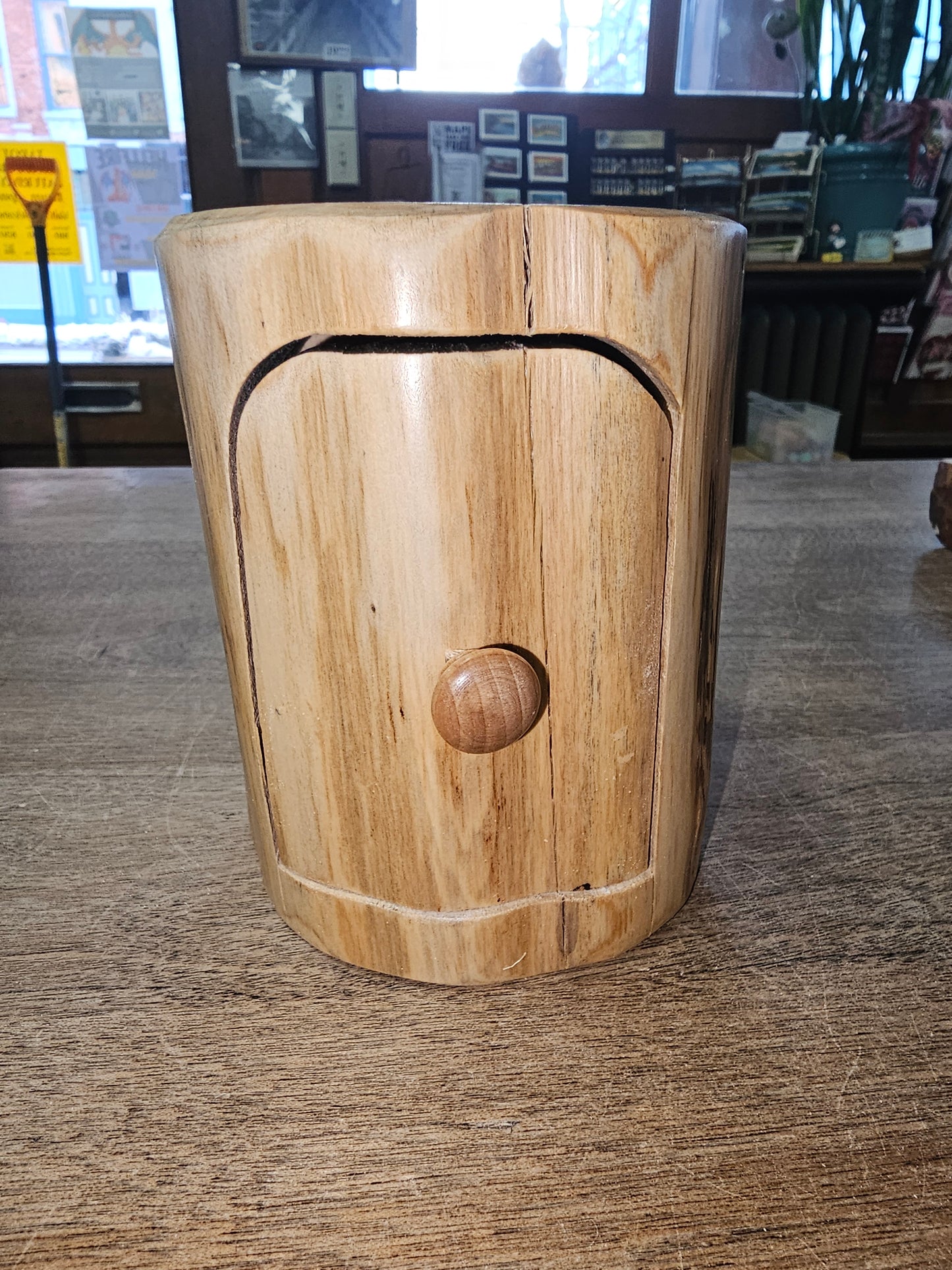 Upright Wooden Box with Drawer