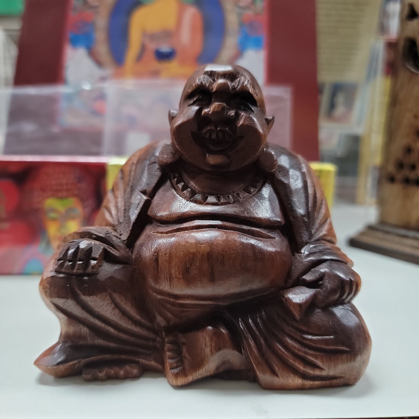 Wooden Happy Buddha