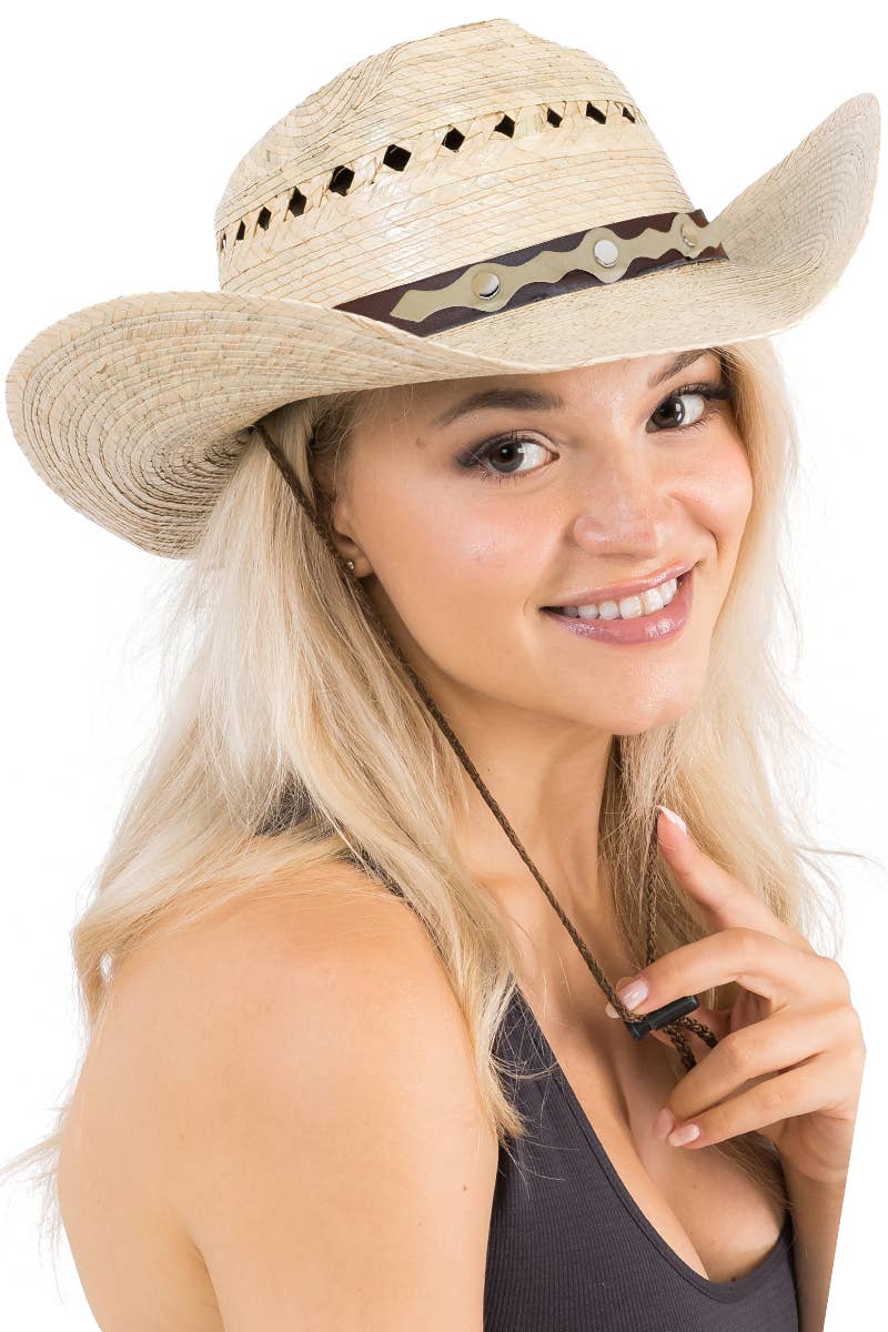 Cattleman Relaxed Taco Brim Palm Straw Cowboy Hat