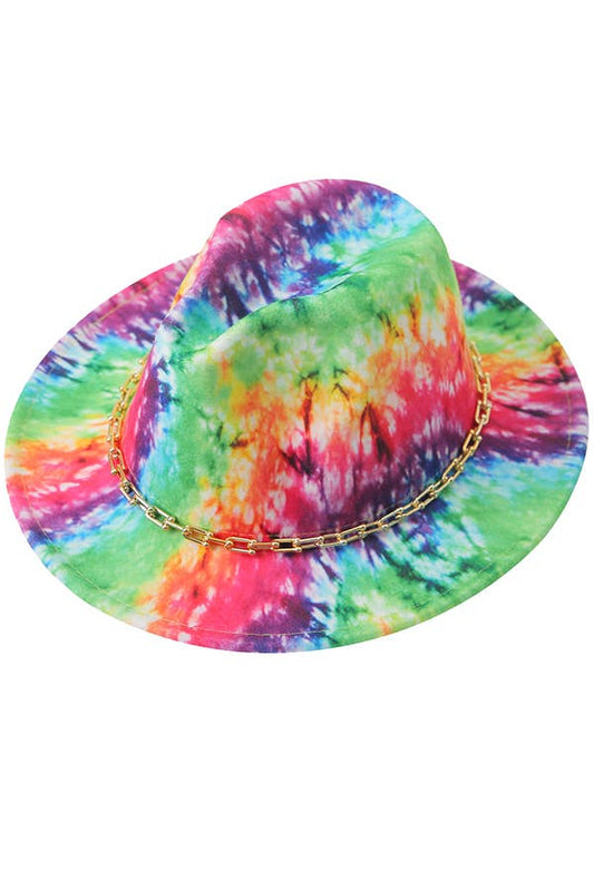 Rebellious Rainbow Pride Tie Dye Felt Fedora Rancher Hat