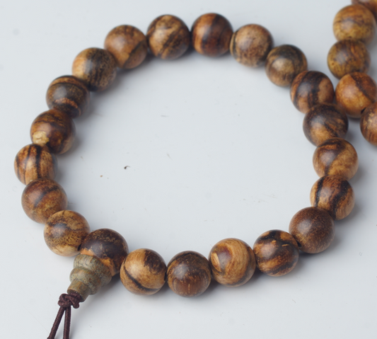 Tiger Stripe Aloeswood Wrist Mala - Prayer Beads - 8mm