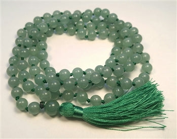 Knotted Green Aventurine 108 Bead Mala Prayer Beads - 8mm