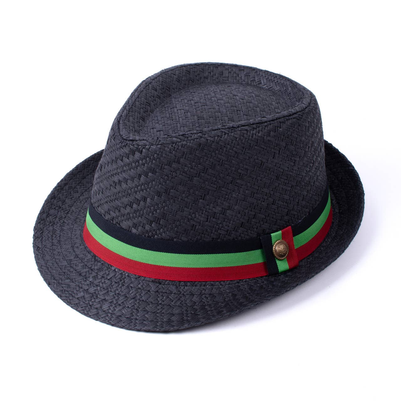 S/S Pan African Flag Banded Fashion Fedora Hat - FSS17130: L/XL / BLACK