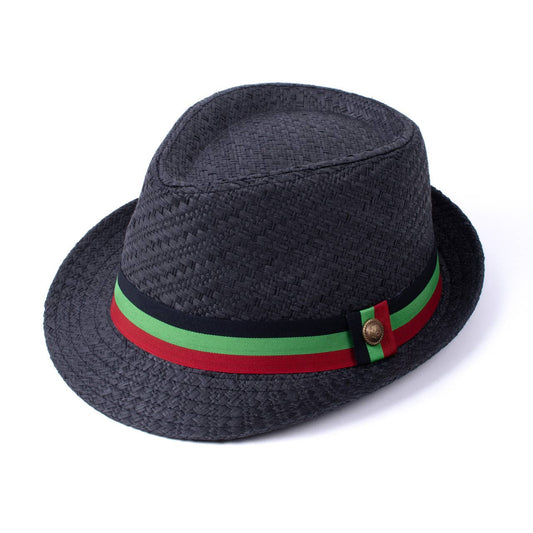 S/S Pan African Flag Banded Fashion Fedora Hat - FSS17130: S/M / BLACK