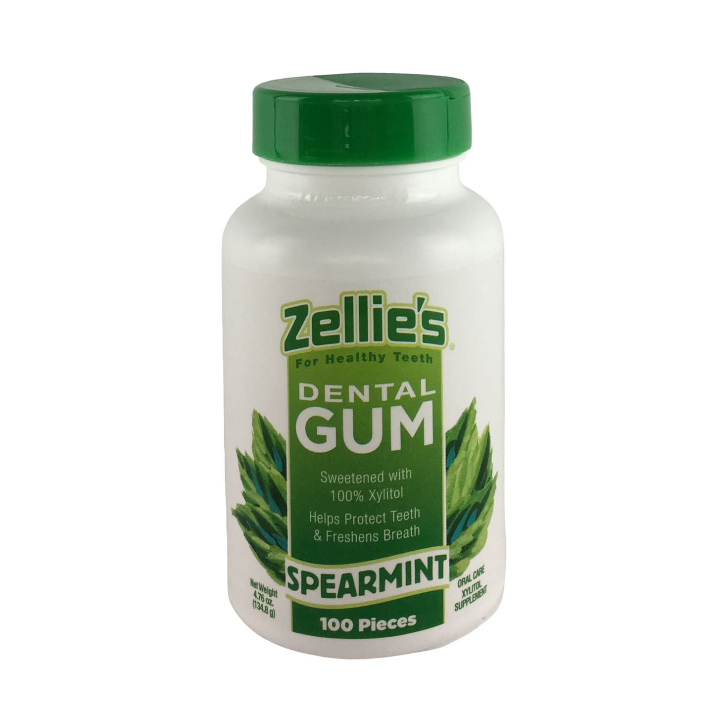 Zellie's Xylitol Dental Gum - Spearmint 100ct Jar