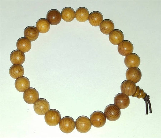 Sustainably Grown Yew Wood Beaded Bracelet - Wrist Mala 8mm