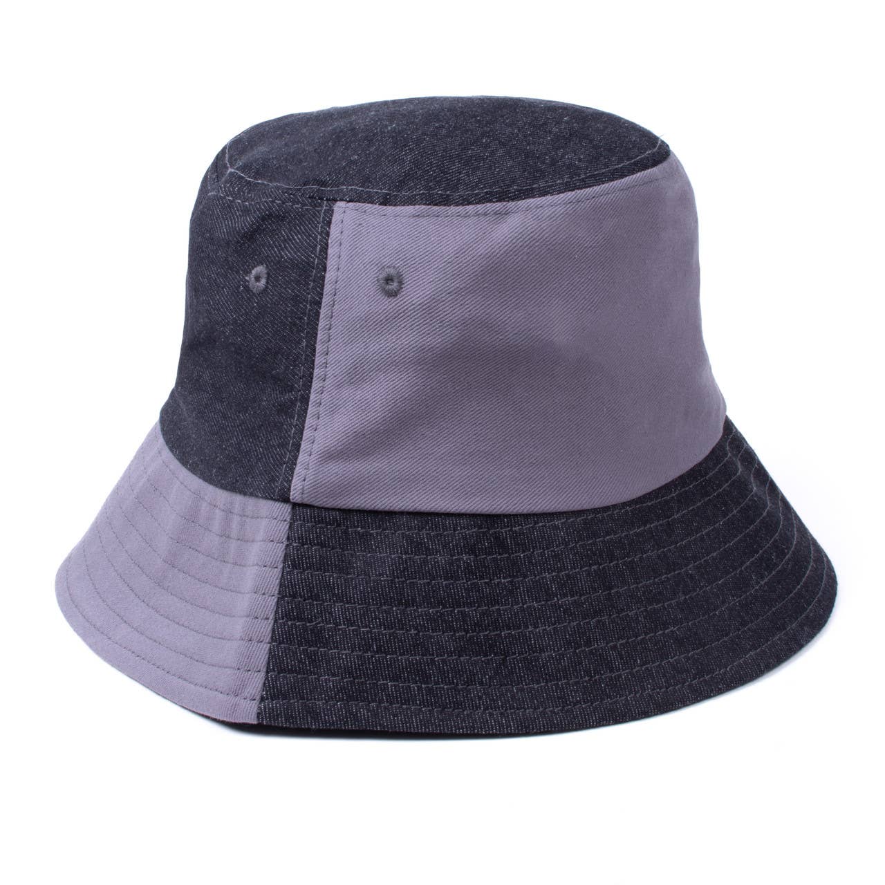 Unisex Two Tone Denim Bucket Hats -BHT1004: S/M / BLACK