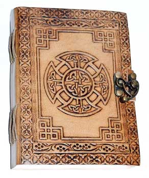 5" x 7" Celtic Cross leather journal blank book w/ Latch