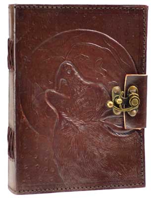 Wolf Moon leather blank book journal w/ latch