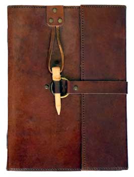 Plain leather blank book w/ Peg Closure