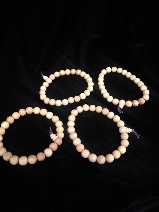 Cypress Wood wrist mala beaded bracelet prayer beads