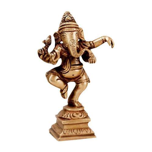 Brass Statue, Dancing Ganesha 4.4"