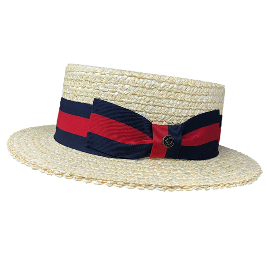 Classic Boater: Red/Blue Band / X-Large