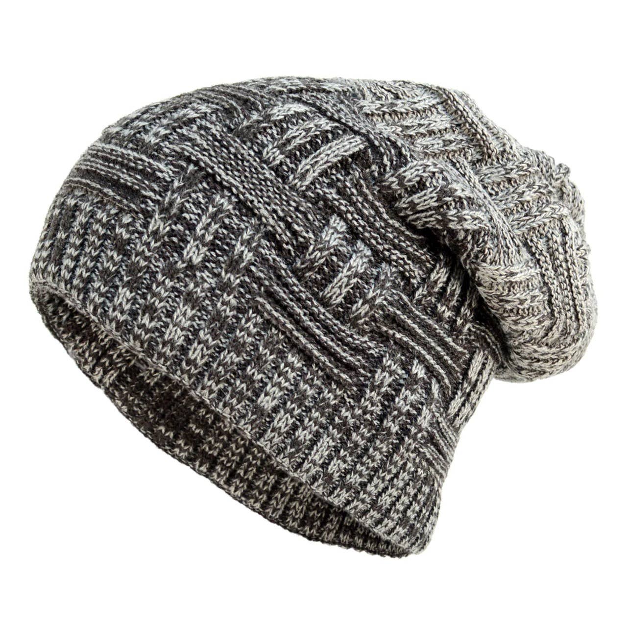 Slouchy Oversized Baggy Lined Gray Hash Winter Beanie Hat