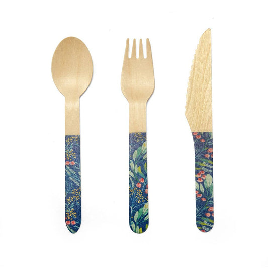 Wood Cutlery Floral