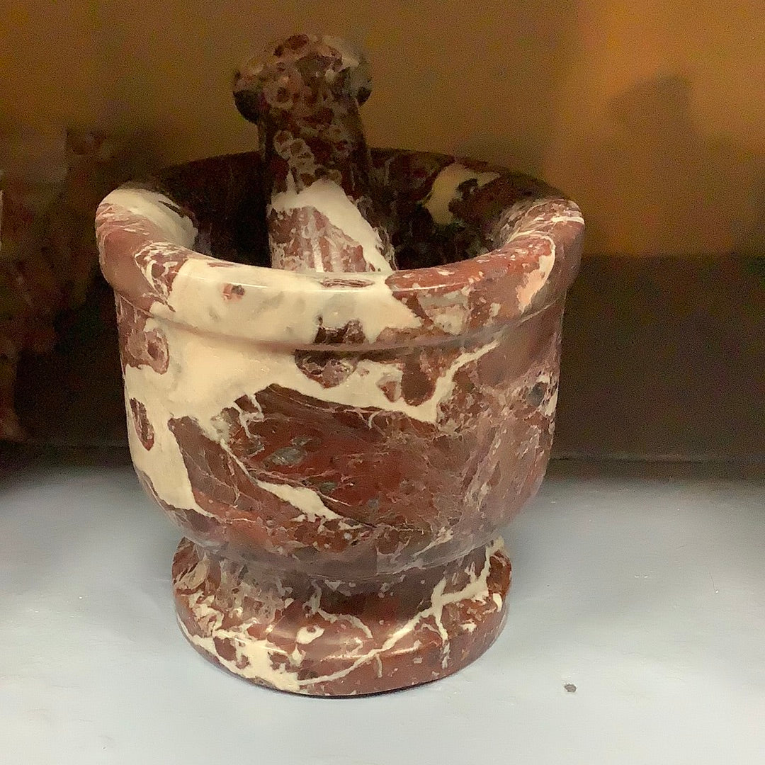 Zebra Marble Mortar and Pestle