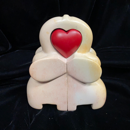 Soapstone Elephants With Heart 5”